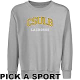 Long Beach State 49ers Youth Ash Custom Sport Arch Applique Crew Neck Fleece Sweatshirt - (Medium)