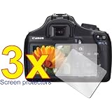 3x Canon EOS Rebel T3 Digital Camera Premium Clear LCD Screen Protector Cover Guard Shield Film Kit, No cutting is required! Perfect fit with satisfaction guaranteed!