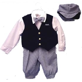 Boys Dress Knickers 5-pc Outfit with Velvet Vest | Newsboy Cap, Infants 6-24M, Toddlers 1T-4T, Boys 4-8