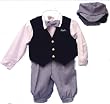Boys Dress Knickers 5-pc Outfit with Velvet Vest | Newsboy Cap, Infants 6-24M, Toddlers 1T-4T, Boys 4-8