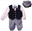 Boys Dress Knickers 5-pc Outfit with Velvet Vest | Newsboy Cap, Infants 6-24M, Toddlers 1T-4T, Boys 4-8