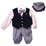 Boys Navy/white Dress Knickers 5-pc Outfit with Navy Velvet Vest | Newsboy Cap, Infants 6-24m, Toddlers 1t-4t, Boys 4-8
