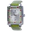 Square Green Band Flower Encircled Murano Millefiori Watch Wrist