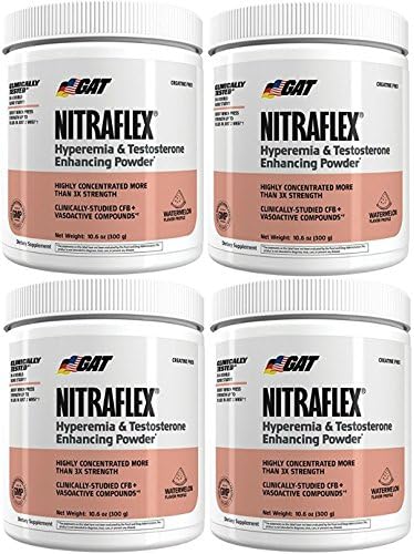 GAT Nitraflex Pre Workout 300mg, 4 PACKS (Watermelon)