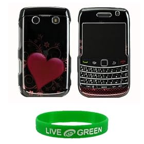 Carbon Fiber Heart Design Snap On Hard Case for RIM BlackBerry Bold 9700 Phone, AT&T T-Mobile