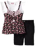 Young Hearts Girls 2-6X 2 Piece Floral Mock Tunic With Bermuda Short Set