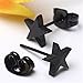 JOVIVI® 2PCS 8mm Stainless Steel Star Stud Earring - Black