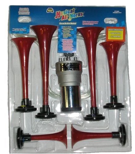  Wolo Model  485 Plastic Six Trumpet Musical Air Horn Kit , Plays Star Trek Song - 12 Volt