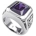 KONOV Mens Crystal Stainless Steel Ring, Classic Gothic, Purple, Size 11