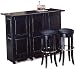 Home Styles Furniture Black Folding Home Bar Cabinet with Chrome Rails