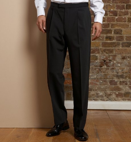 Single Pleat Black Eveningwear Trousers