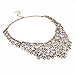 Vintage Golden Tone Chain Jewelry Hollow Floral Adorned Pendant Necklace