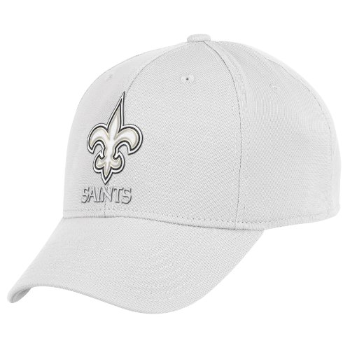 NFL Men's New Orleans Saints End Zone White Structured Flex Hat - Tw90Z (White, Large/X-Large)