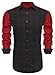 Coofandy Men's Fashion Turn Down Collar Patchwork Contrast Polka Dots Casual Shirts,Medium,Black