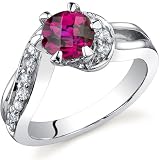 Majestic Wave 1.00 carats Ruby Ring in Sterling Silver Rhodium Finish Size 5 to 9