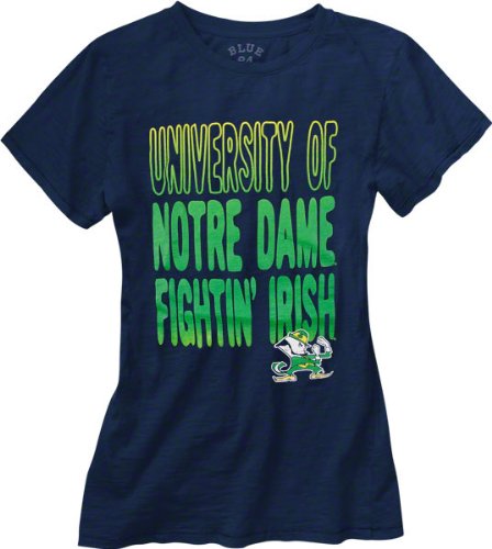 Notre Dame Fighting Irish Women's Navy Twain Dyed Slub Knit T-Shirt