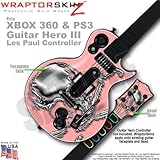 Chrome Skulls on Pink WraptorSkinz Skin fits XBOX 360 & PS3 Guitar Hero III Les Paul Controller (GUI