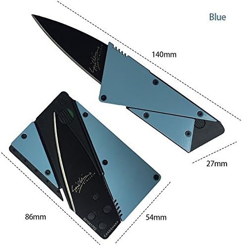 Garden tool wallet card outdoor field tactical knife blade Multifunction (sky blue)
