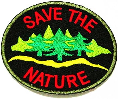 Save the Nature Patch, Black; Sew-on / Iron-on Embroidered... # with Free Gift // Jupeter//