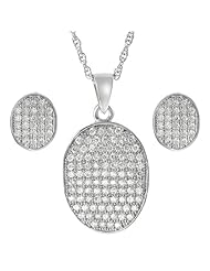 Alexandria Collection Sterling Silver Cubic Zirconia Necklace Earring Set