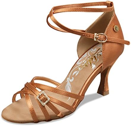 Aplus Ladies Women Ballroom Dance Shoes A2006 Tan Satin With 2.5" Heel (7)