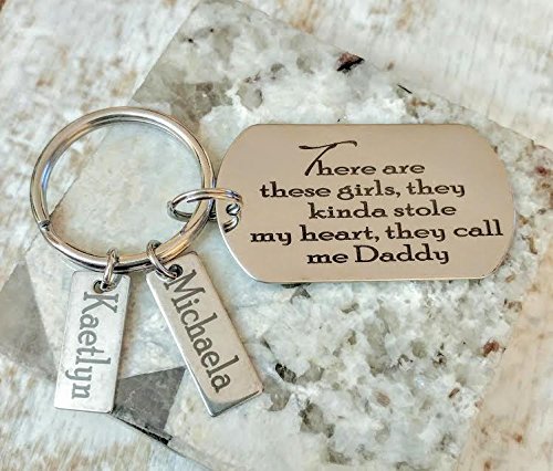 Father Daughter Daddy Engraved Personalized Keychain Two To Three