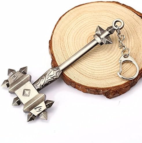 Tech Disovery Designer New World of Warcraft Keychain Ragnaros the Firelord Hammer Warcraft Wow Metal Keyring 10.5cm