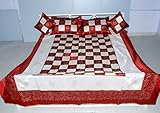 Rajrang Block Print Silk Color Bed Sheet Bedspread with Pillow & Cushion Co ....