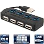 Sabrent 4-Port USB 2.0 Hub with Individual Power Switches and LEDs (HB-UMLS)