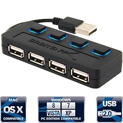 Sabrent 4-Port USB 2.0 Hub with Individual Power Switches and LEDs (HB-UMLS)