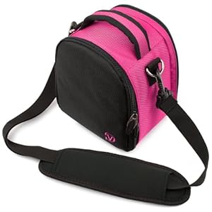 VG Hot Pink Laurel DSLR Camera Carrying Bag with Removable Shoulder Strap for Nikon D5100 / Nikon Coolpix L120 / Nikon Coolpix P500 / Nikon D7000 / Nikon D3100 / Nikon Coolpix P100 / Nikon Coolpix L110 / Nikon D3000 / Nikon D300S / Nikon D5000 / Nikon Coo