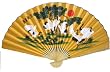 Oriental Feng Shui Wall Fan 35" Japanese Golden Cranes