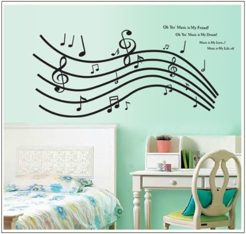 Kappier Jumping Musical Notes Removable Wall Decor Decal Sticker