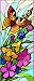 Spotted Butterfly & Flowers - Etched Vinyl Stained Glass Film, Static Cling Window Decal