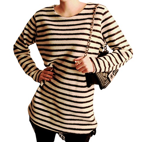 【 UN ANANAS 】 ボーダー トップス バック リボン 長袖 レディース 韓国 スタイル オレンジ ネイビー ブラック 全３色