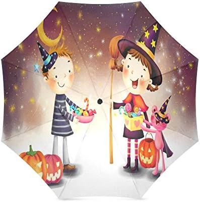 Happy Halloween's Day Gifts Pumpkin Custom Folding Portable Outdoor Rain /Sun Umbrella Beach Travel Shade Sunscreen For Women/Men