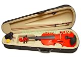 ViolinSmart Solid Wood RED color 1/4 Size Teachers Recommended Student Violin + Bow + Case + Rosin Complete Set