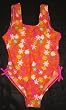 Girls 1 PC U-Back w/Bows Orange/Flowers
