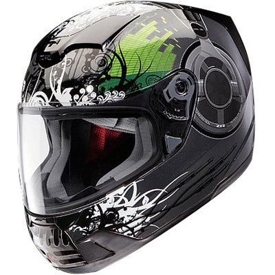 Z1R Venom Headcase Adult Street Racing Motorcycle Helmet - Green / 2X-Large