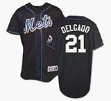 Carlos Delgado New York Mets Authentic Home Alternate Black Jersey, With #21 from Majestic Athletic