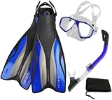 Prime Scuba V-Flex Fins Snorkeling Scuba Diving Mask Dry Snorkel Set