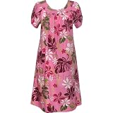 MuuMuu House Dress - Tahitian Floral Lei Petal Sleeves Caftan Kaftan Hawaiian Aloha Pullover Cotton Lounger - Regular and Plus Size