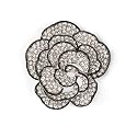 Silver Tone CZ Studded Starry Rose Brooch