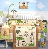 SoHo Curious Monkey Baby Crib Nursery Bedding Set 13 pcs included Diaper Bag with Changing Pad &amp