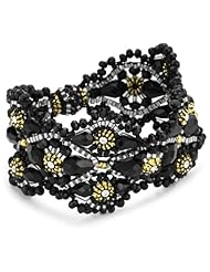 Miguel Ases Black Quartz Multi Marquis Station Magnetic Bracelet