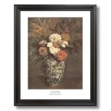Paul Cezanne Dahlias Flowers Floral Contemporary Home Decor Wall Picture Black Framed Art Print