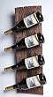 4-Wine Bottle Wood and Metal Wall Holder