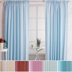 Two Tone Pinstripe Window Curtain 108x84 Pair - RED by Best Home Fashion