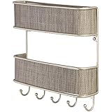 InterDesign Twillo Mail, Letter Holder, Key Rack Organizer for Entryway, Kitchen - Wall Mount, 2 Tiers, Pearl Champagne