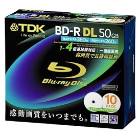 TDK 録画用ブルーレイディスク BD-R DL 50GB 1-4倍速対応 ホワイトワイドプリンタブル 10枚入り 5mmケース BRV50PWB10S